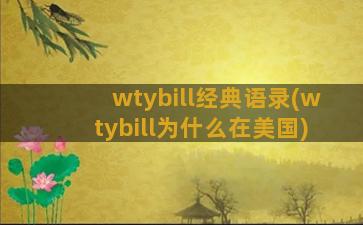 wtybill经典语录(wtybill为什么在美国)