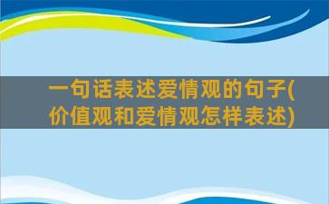 一句话表述爱情观的句子(价值观和爱情观怎样表述)