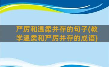 严厉和温柔并存的句子(教学温柔和严厉并存的成语)