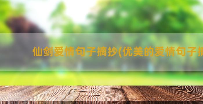 仙剑爱情句子摘抄(优美的爱情句子摘抄)