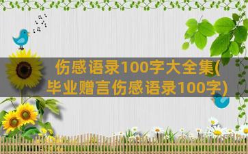 伤感语录100字大全集(毕业赠言伤感语录100字)