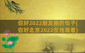 你好2022朋友圈的句子(你好北京2022在线观看)