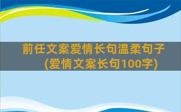 前任文案爱情长句温柔句子(爱情文案长句100字)