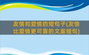 友情和爱情的短句子(友情比爱情更可靠的文案短句)