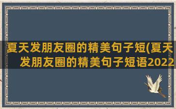 夏天发朋友圈的精美句子短(夏天发朋友圈的精美句子短语2022)