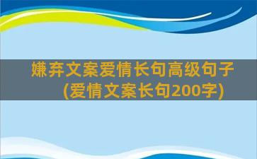 嫌弃文案爱情长句高级句子(爱情文案长句200字)