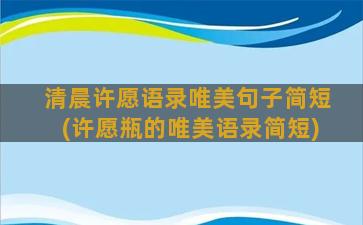 清晨许愿语录唯美句子简短(许愿瓶的唯美语录简短)