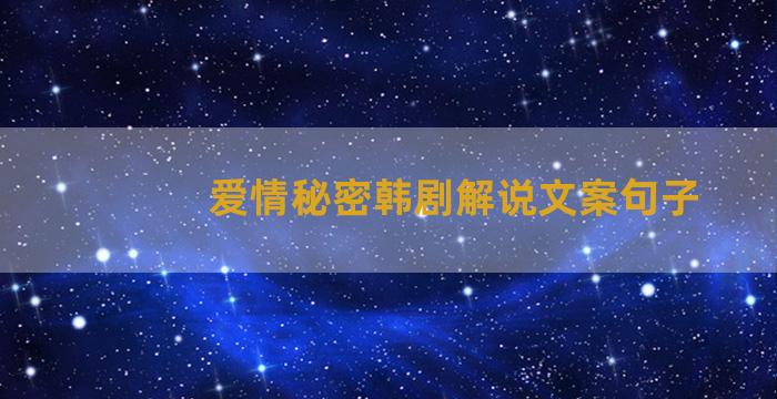 爱情秘密韩剧解说文案句子